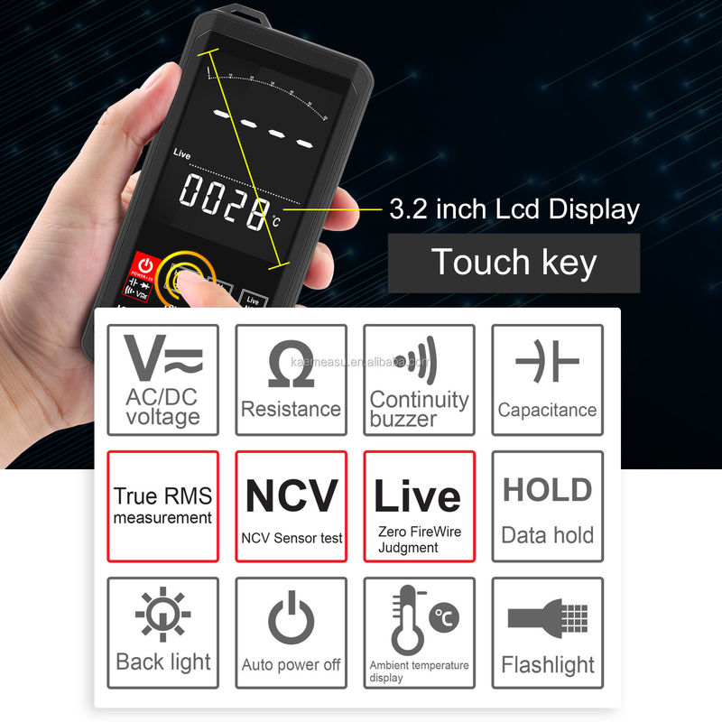 EBTN ディスプレイ タッチデジタル マルチメーター 6000 カウント デジタル マルチメーター Ncv 機能 中立 ライブワイヤー テスト デジタル マルチメーター