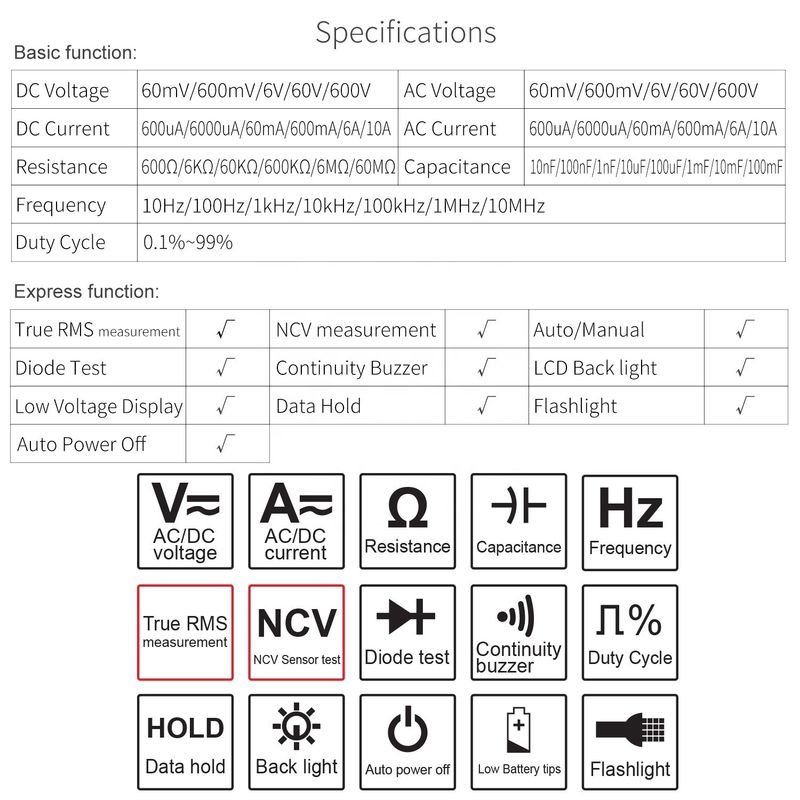 多機能ポケットデジタルマルチメーター 電工 ユニバーサルメーター 高精度DC/AC NCV True RMS マルチメーター テスト