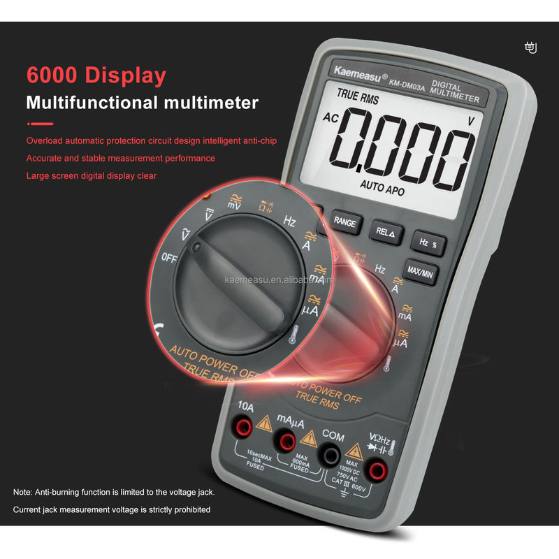高精度 アンチバーン 1000V デジタル マルチメーター LCD スクリーン ボルトメーター 温度探査器付き マルチメーター