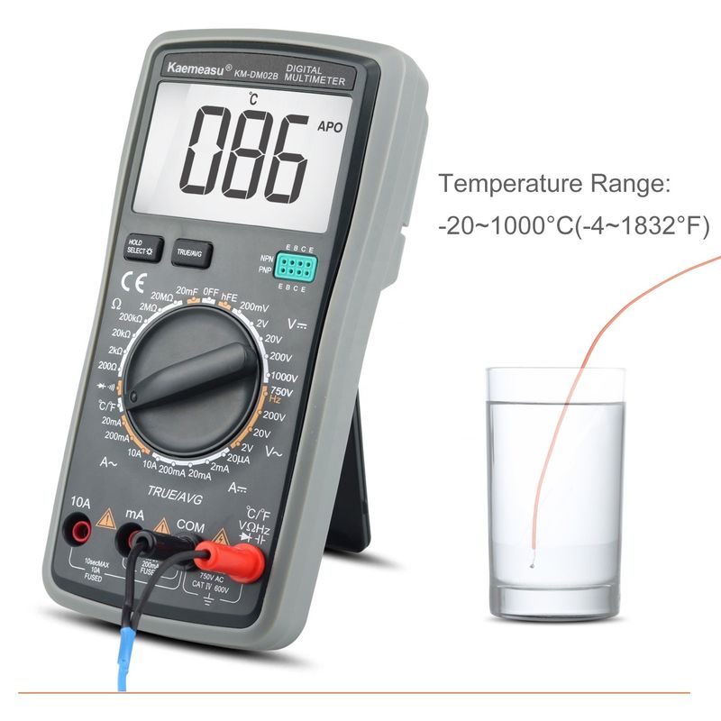 高精度 アンチバーン 1000V デジタル マルチメーター LCD スクリーン ボルトメーター 温度探査器付き マルチメーター