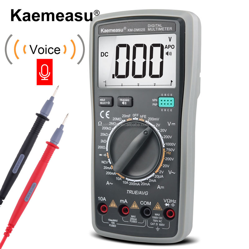 プロのスマートデジタルマルチメーターテスト 電力供給 9V 6F22 バッテリー*1 02S ベンチ 1000V オートレンジ グレー