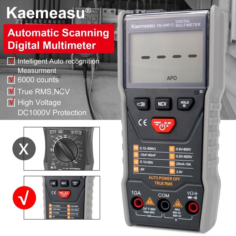 自動レンジ スマート測定電気工 6000カウント ベンチデジタルマルチメーター Ncv T-rms機能