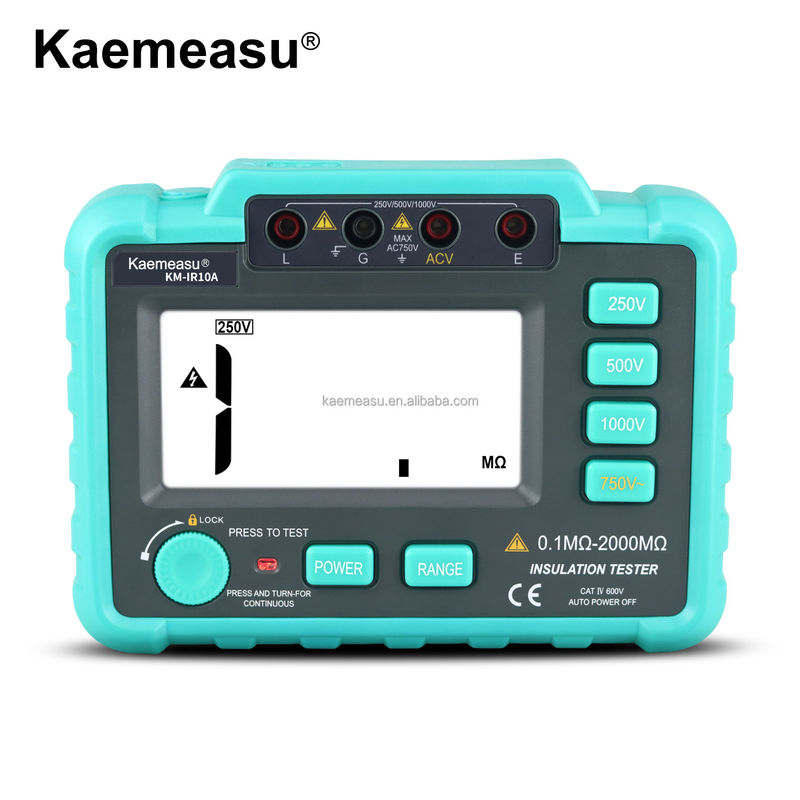 超負荷保護と測定範囲最大2000MΩのデジタル隔熱抵抗テスト器 クラス1 250V 500V 1000V