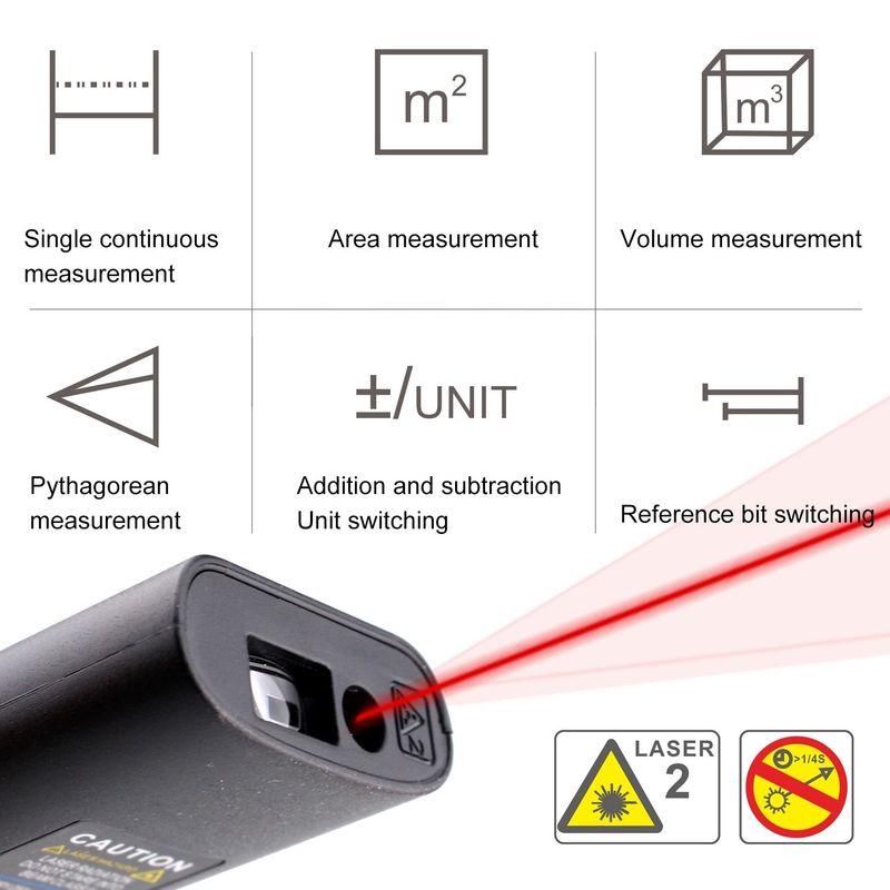 40m ミニ ハンドヘルド USB リチャージ可能なレーザー 距離計 高精度 赤外線 電子 リーラー レーザー 距離計