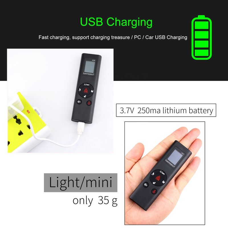 40m ミニ ハンドヘルド USB リチャージ可能なレーザー 距離計 高精度 赤外線 電子 リーラー レーザー 距離計